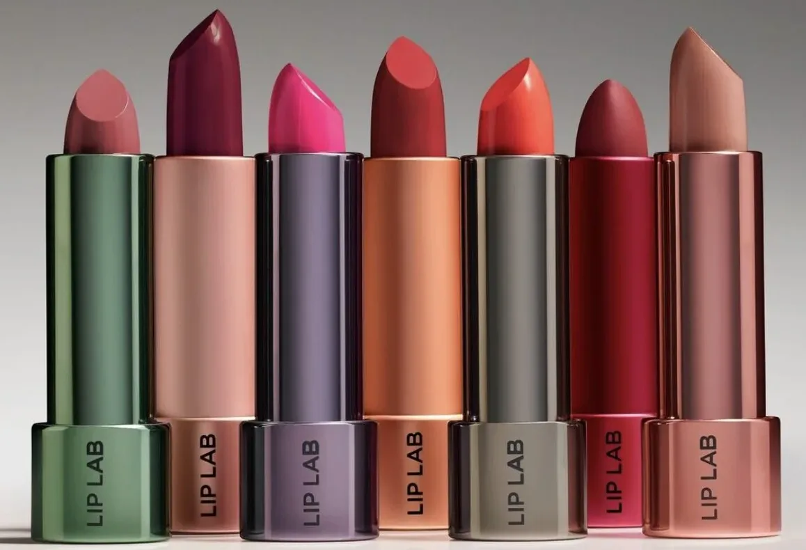 A row of colorful lipsticks